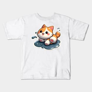 kitty in a puddle Kids T-Shirt